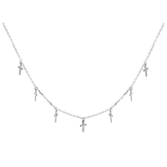 NEW Silver Simple Cross Tassel Necklaces - Picture 3 of 3